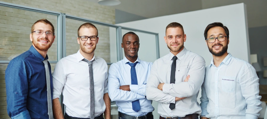 Group of casually dressed businessmen.